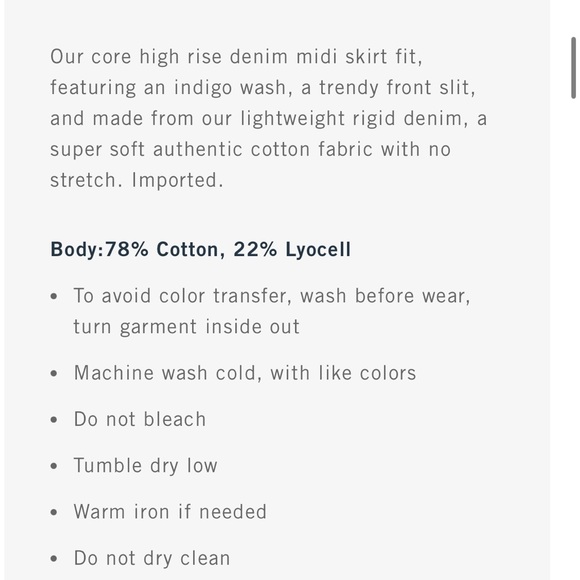 Abercrombie & Fitch Denim Jean Midi Skirt. Size 26 / 2 Bkack. Worn 1x! - Picture 6 of 8